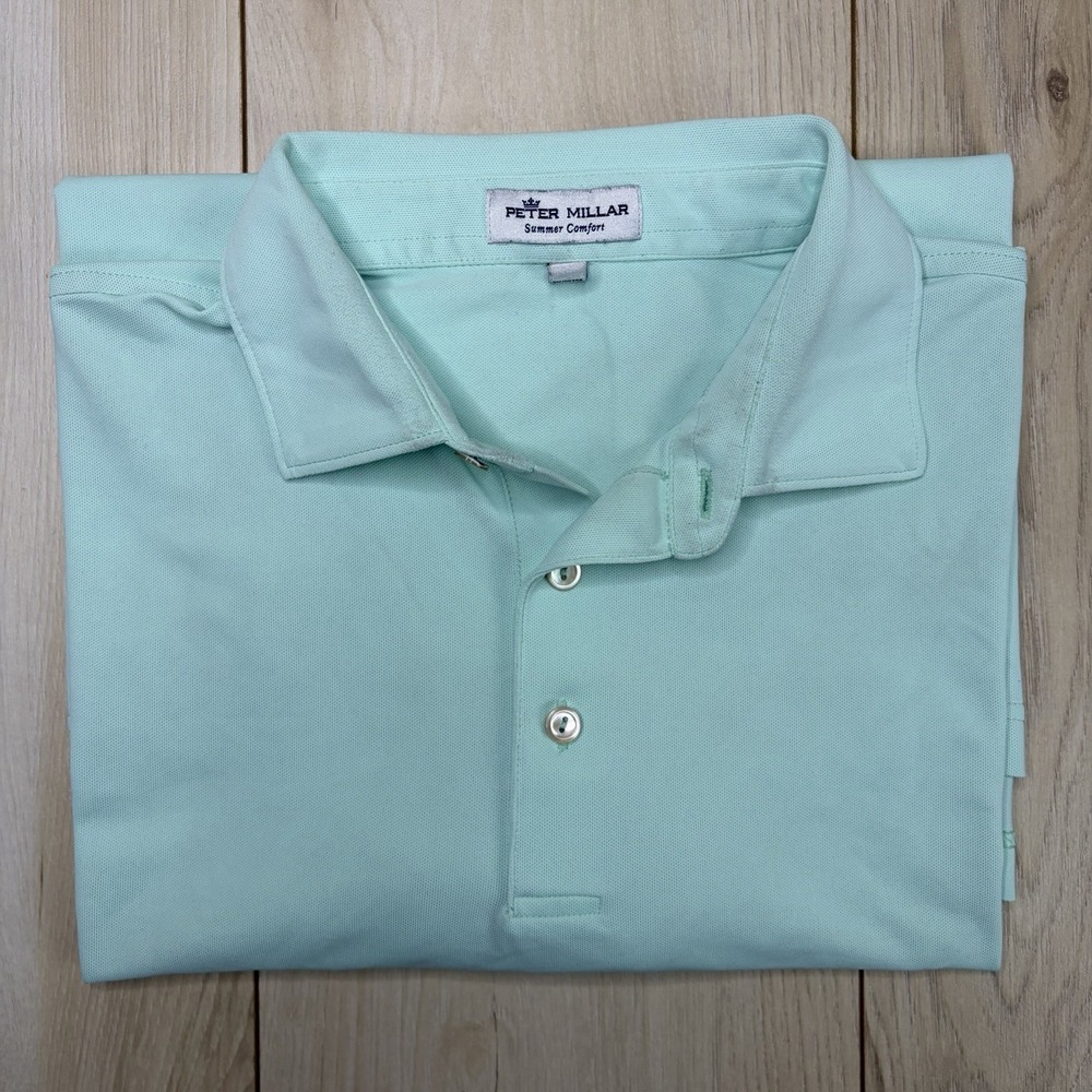 Peter Millar Summer Comfort Polo Shirt Mens Large Green NORTHWOOD CLUB
